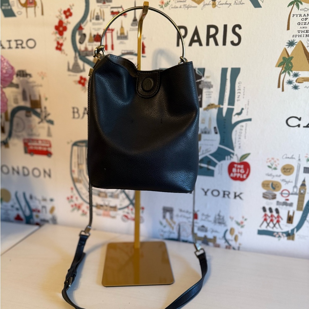 Anthropologie Black Leather Shoulder Bag‎